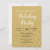 Gold Glitter Holiday Party Uitnodiging (Voorkant)