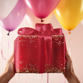 Gold Glitter Holiday Red Ombre Folie Cadeaupapier