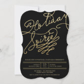 Gold Glitter Holiday Soiree Kerstfeest Uitnodigen Kaart (Voorkant)