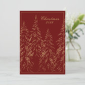 Gold Glitter Holiday Trees Elegant kerstKaart (Staand voorkant)