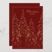 Gold Glitter Holiday Trees Elegant kerstKaart (Voorkant / Achterkant)