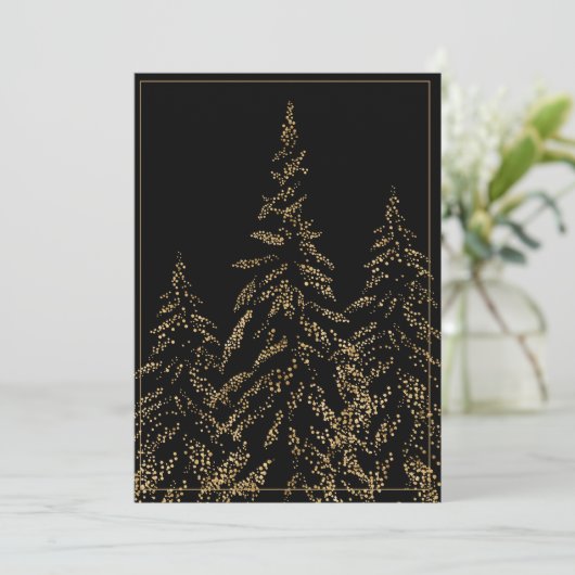 Gold Glitter Holiday Trees Elegant kerstKaart (Staand voorkant)