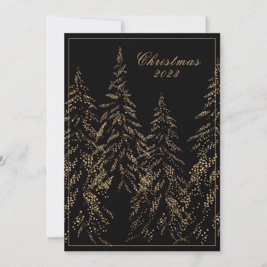 Gold Glitter Holiday Trees Elegant kerstKaart (Voorkant)