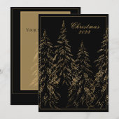 Gold Glitter Holiday Trees Elegant kerstKaart (Voorkant / Achterkant)