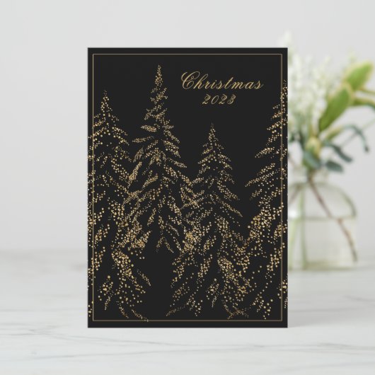 Gold Glitter Holiday Trees Elegant kerstKaart (Staand voorkant)