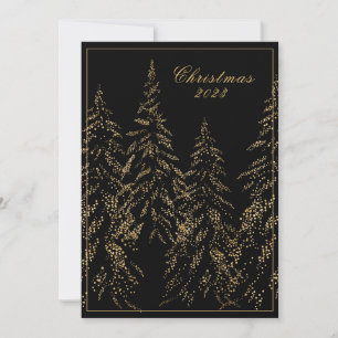 Gold Glitter Holiday Trees Elegant kerstKaart