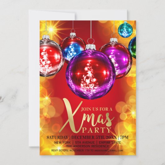 Gold Glitter Holiday Xmas Kaart (Voorkant)