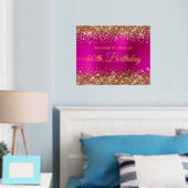 Gold Glitter Hot Pink 40e verjaardag Folie Afdrukken (Insitu (Slaapkamer))