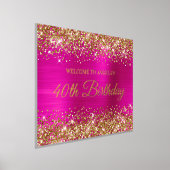 Gold Glitter Hot Pink 40e verjaardag Folie Afdrukken (Laagn)