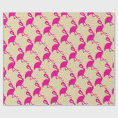 Gold Glitter Hot Pink Flamingo Wrapping Paper Cadeaupapier (Vlak)