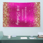 Gold Glitter Hot Pink Folie 30e Verjaardag V Spandoek (Beurs)