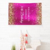 Gold Glitter Hot Pink Folie 30e Verjaardag V Spandoek (Insitu)