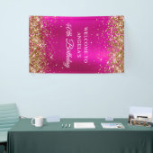 Gold Glitter Hot Pink Folie 40e Verjaardag V Spandoek (Beurs)