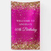 Gold Glitter Hot Pink Folie 40e Verjaardag V Spandoek (Verticaal)