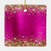 Gold Glitter Hot Pink Folie 50e verjaardag Keramisch Ornament (Achterkant)