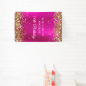 Gold Glitter Hot Pink Folie 50e Verjaardag V Spandoek (Insitu)