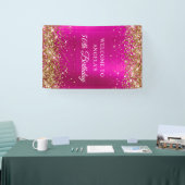 Gold Glitter Hot Pink Folie 50e Verjaardag V Spandoek (Beurs)