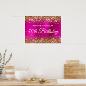 Gold Glitter Hot Pink Folie 50e verjaardag Welkom Poster (Keuken)