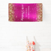 Gold Glitter Hot Pink Folie 60e Verjaardag Vertica Spandoek (Insitu)