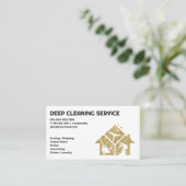 Gold Glitter House Keeping Logo | Meid Service Visitekaartje (Staand voorkant)