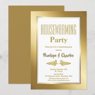 Gold Glitter Housewarming Party Kaart