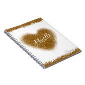 Gold Glitter HUSTLE Heart Glamour Notitieboek Jour (Rechterzijde)