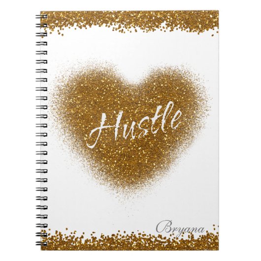 Gold Glitter HUSTLE Heart Glamour Notitieboek Jour (Voorkant)