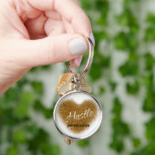 Gold Glitter HUSTLE Heart Inspirerend Sleutelhange Sleutelhanger (Hand)