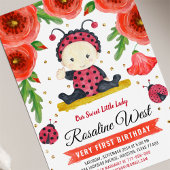Gold Glitter I Ladybug Waterverf First Birthday Kaart