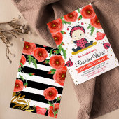 Gold Glitter I Ladybug Waterverf First Birthday Kaart