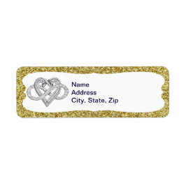 Gold Glitter Infinity Heart Adresetiketten Etiket