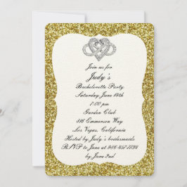 Gold Glitter Infinity Heart Bachelorette Party Kaart