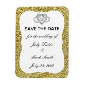 Gold Glitter Infinity Heart bespaart de datum magn Magneet (Verticaal)