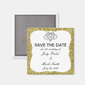 Gold Glitter Infinity Heart bespaart de datum magn Magneet (Voorkant / Achterkant)