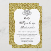 Gold Glitter Infinity Heart Bridesmaid Kaart (Voorkant / Achterkant)