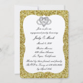 Gold Glitter Infinity Heart Engagement Party Kaart (Voorkant)