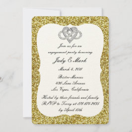 Gold Glitter Infinity Heart Engagement Party Kaart