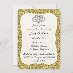 Gold Glitter Infinity Heart Engagement Party Kaart