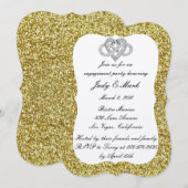 Gold Glitter Infinity Heart Engagement Party Kaart (Voorkant / Achterkant)