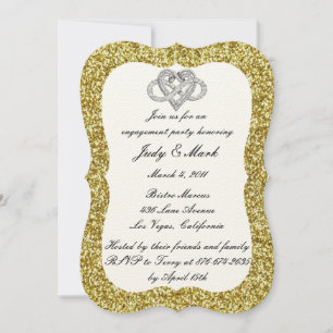 Gold Glitter Infinity Heart Engagement Party Kaart