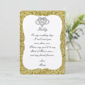 Gold Glitter Infinity Heart, gemaakt van eerwaarde Kaart (Staand voorkant)