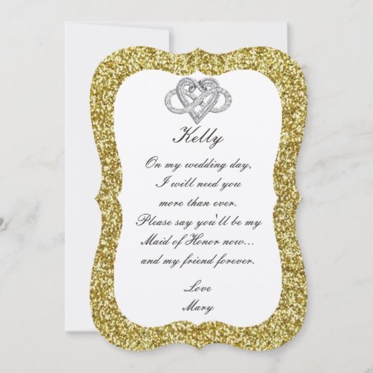 Gold Glitter Infinity Heart, gemaakt van eerwaarde Kaart (Voorkant)