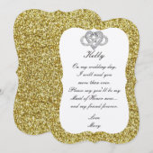Gold Glitter Infinity Heart, gemaakt van eerwaarde Kaart (Voorkant / Achterkant)