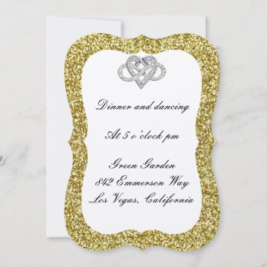 Gold Glitter Infinity Heart Reception Kaart (Voorkant)