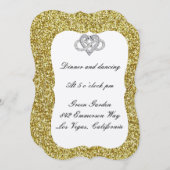 Gold Glitter Infinity Heart Reception Kaart (Voorkant / Achterkant)