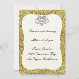 Gold Glitter Infinity Heart Reception Kaart