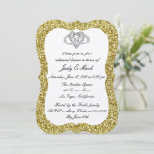 Gold Glitter Infinity Heart Rehearsal Dinner Kaart (Staand voorkant)