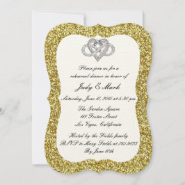 Gold Glitter Infinity Heart Rehearsal Dinner Kaart