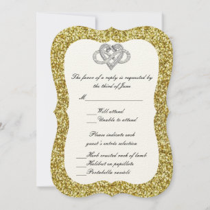 Gold Glitter Infinity Heart Response Kaart