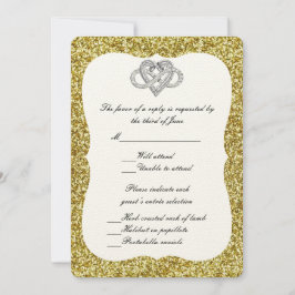 Gold Glitter Infinity Heart Response Kaart